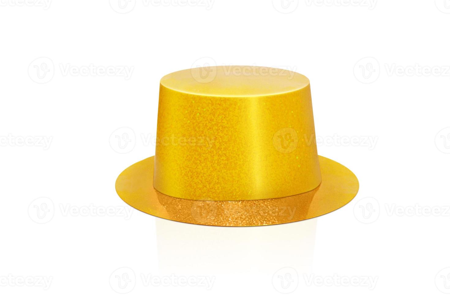 Yellow party hat isolated on the white background, clipping path. photo