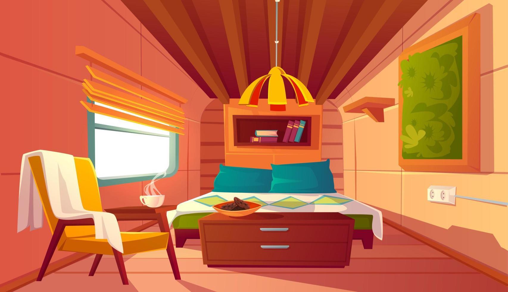 Empty interior of camper, trailer car vector