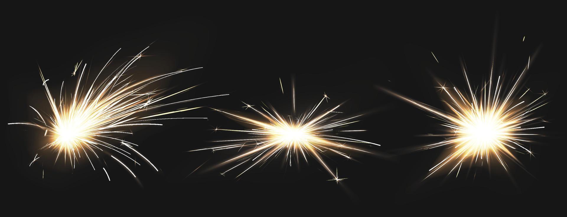 Fire sparks of metal welding, fireworks vector