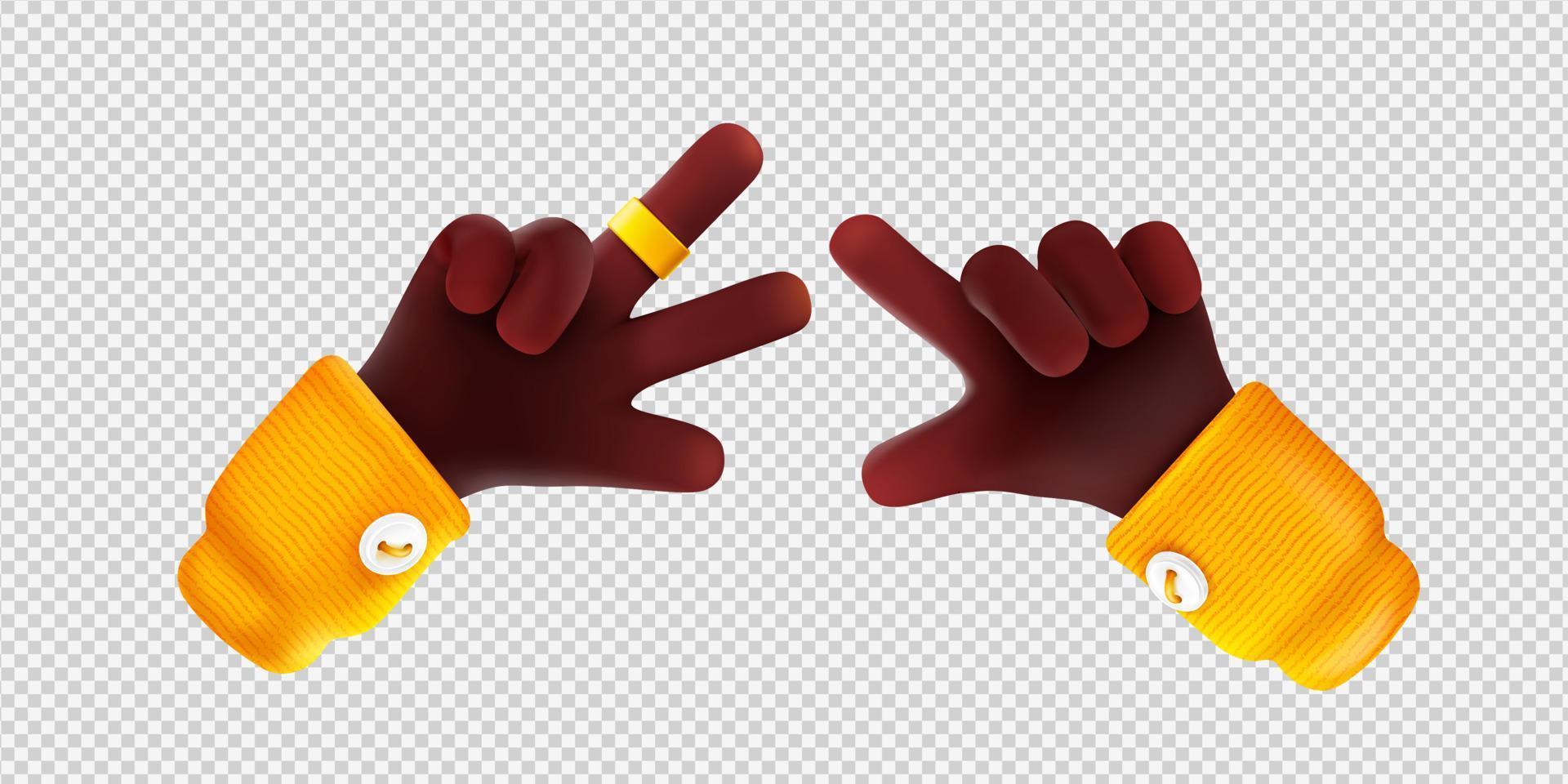 Hand gestures of victory and pointing vector