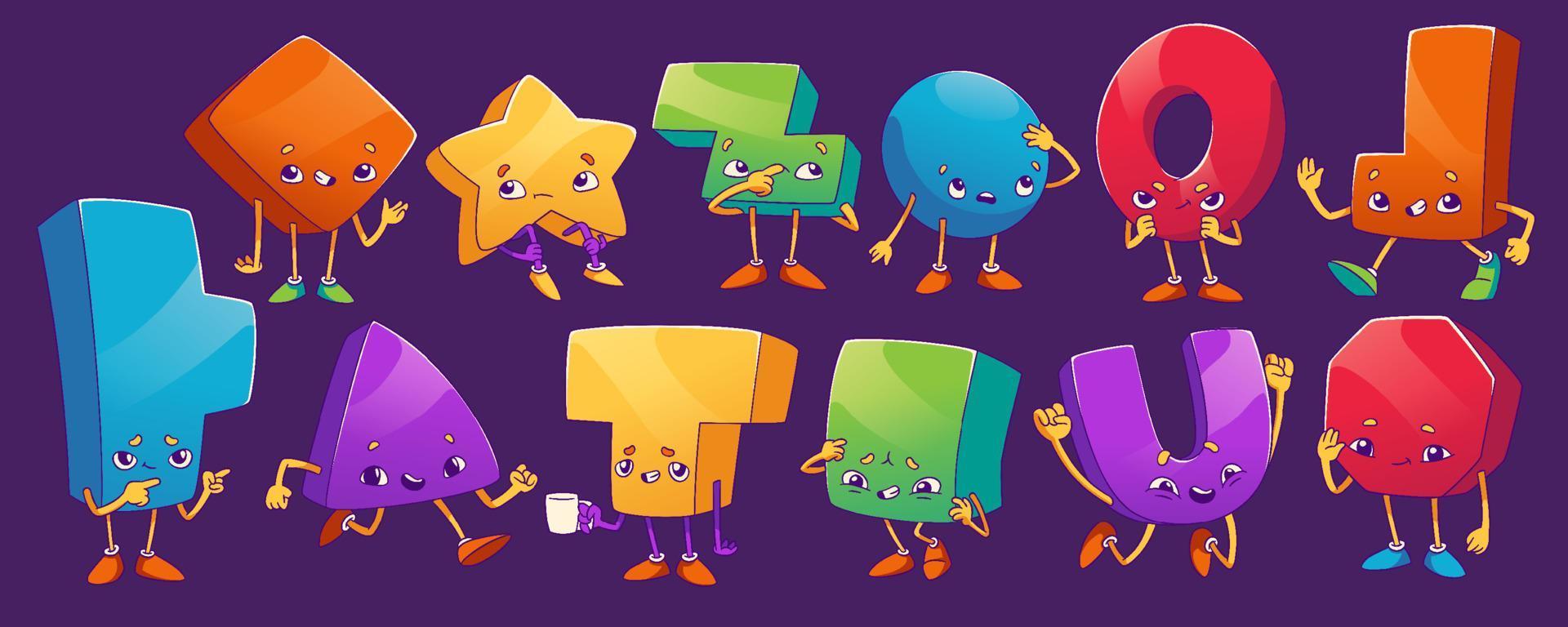 Geometric figures characters various emotions vector