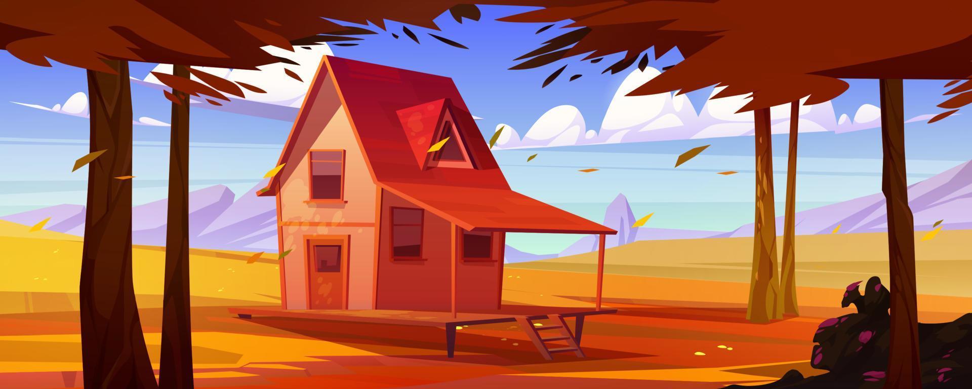 paisaje de campo de otoño con casa rural vector