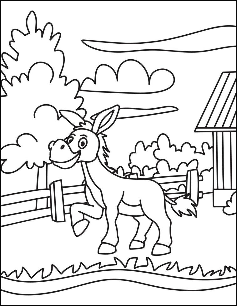 Printable Farm Animal Coloring Pages For Kids vector