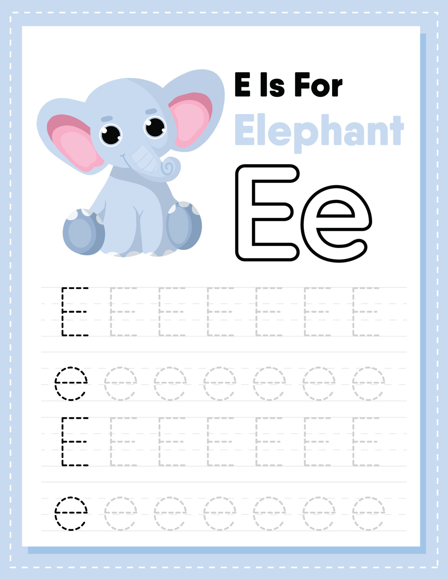 alphabet-tracing-worksheet-with-letter-e-and-e-16914998-vector-art-at