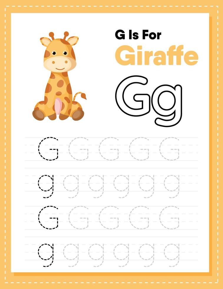 Alphabet tracing worksheet with letter G and g vector