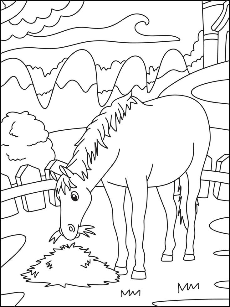caballo para colorear para niños - libro para colorear vector