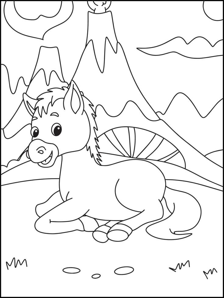 Horse Coloring Pages For Kids - Coloring Boook vector