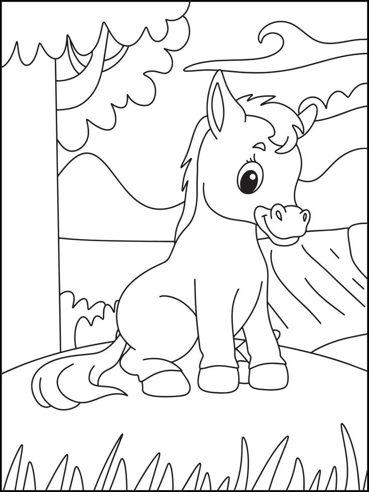 caballo para colorear para niños - libro para colorear vector