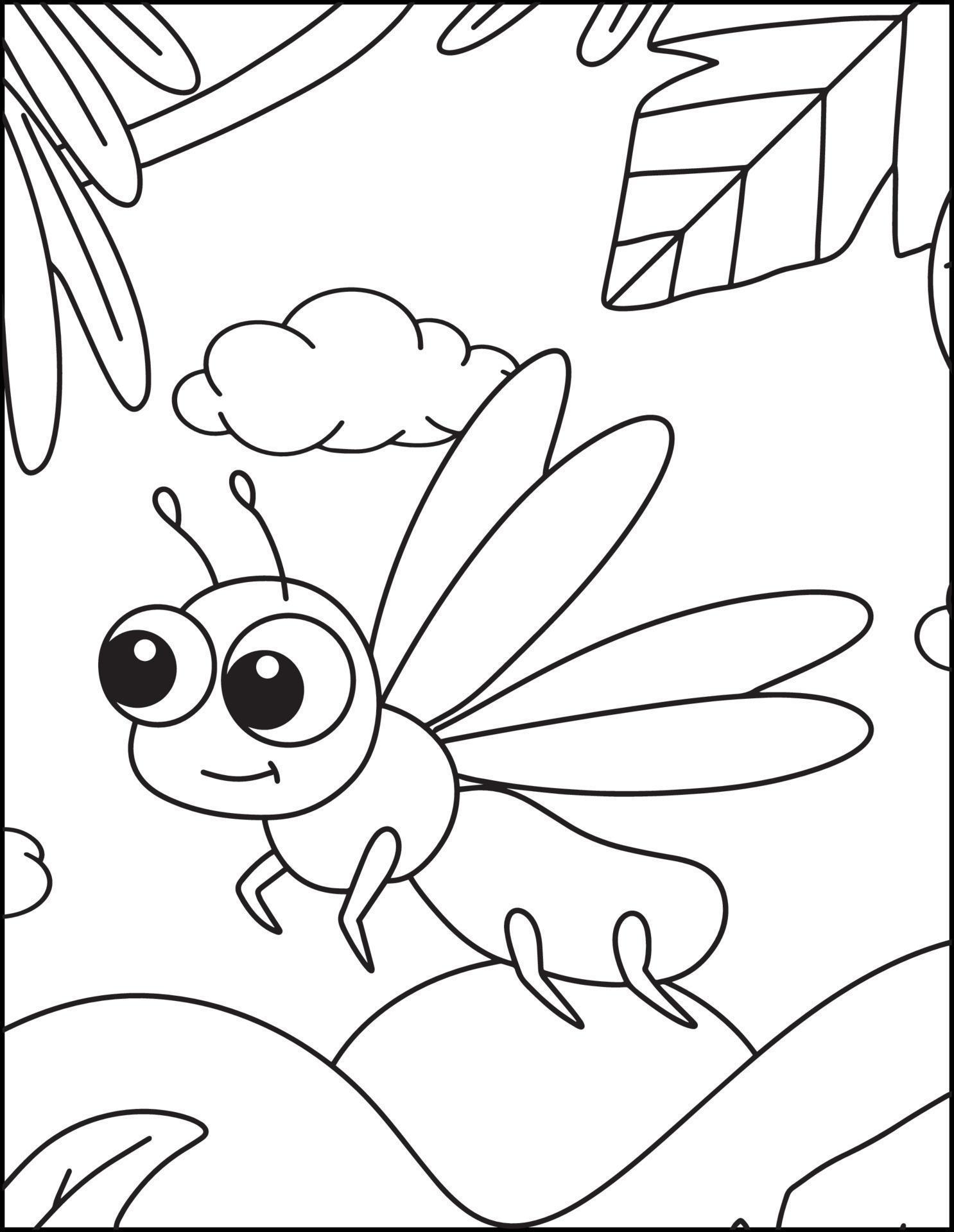 Cute Insects Coloring Pages For Kids 16915058 Vector Art at Vecteezy