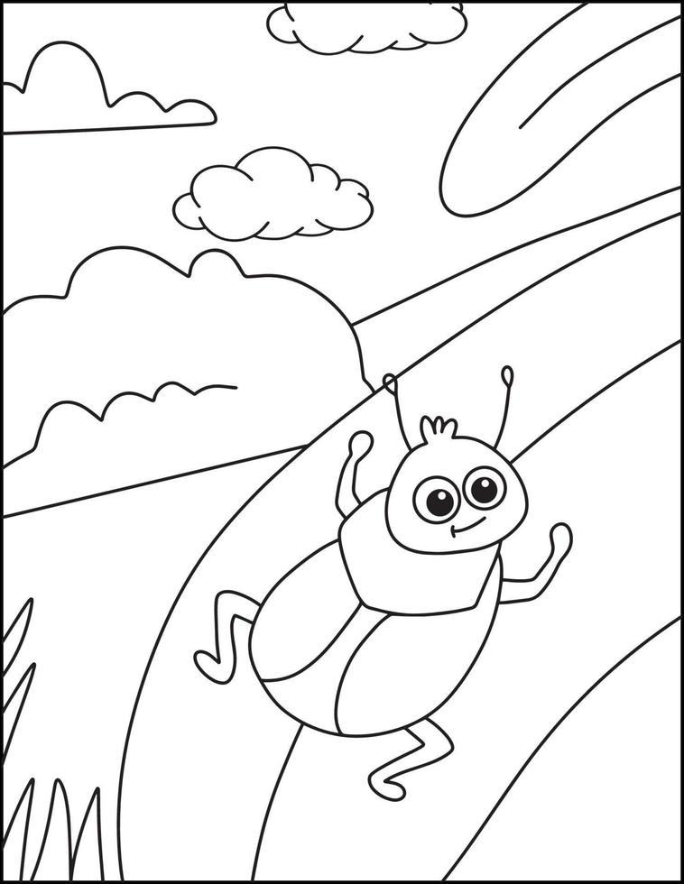 Cute Insects Coloring Pages For Kids vector