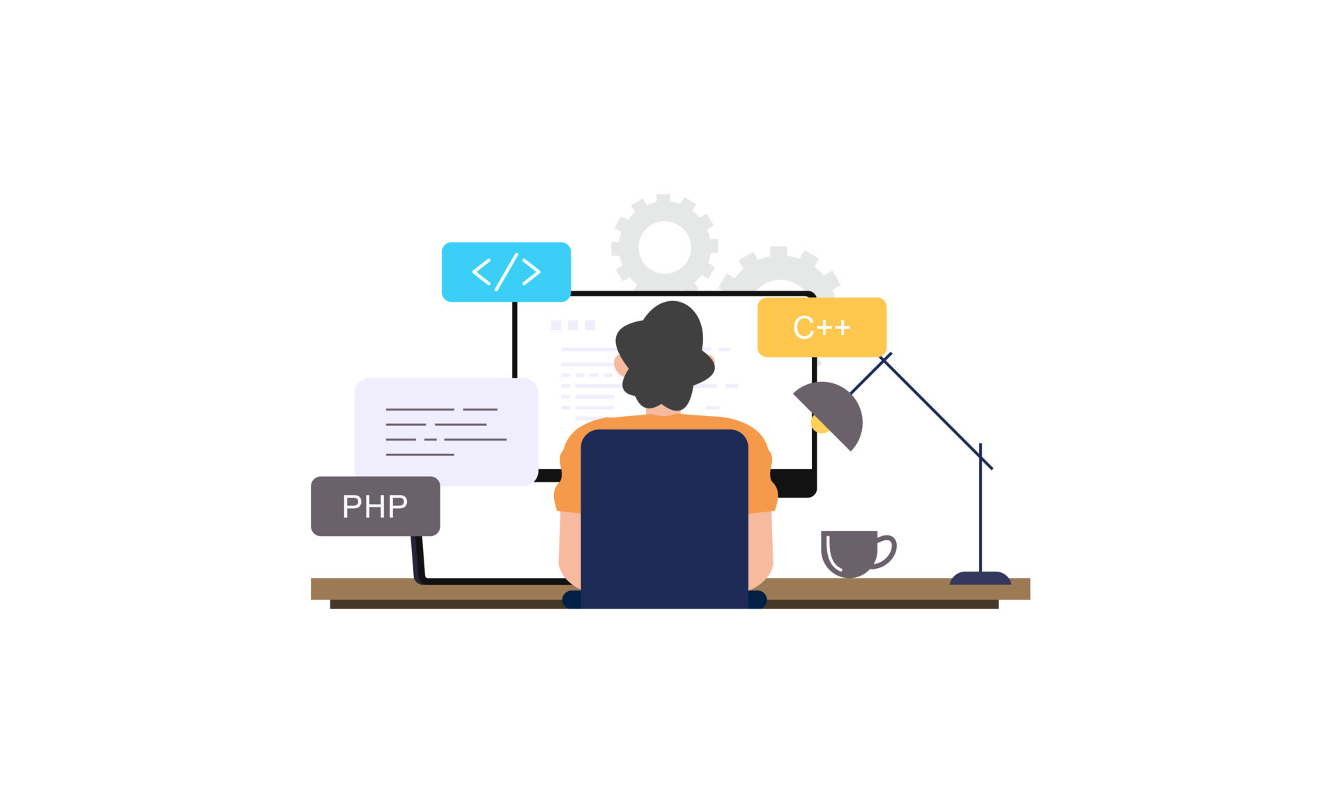 Man programmer is working on his laptop. Coding and programming ...