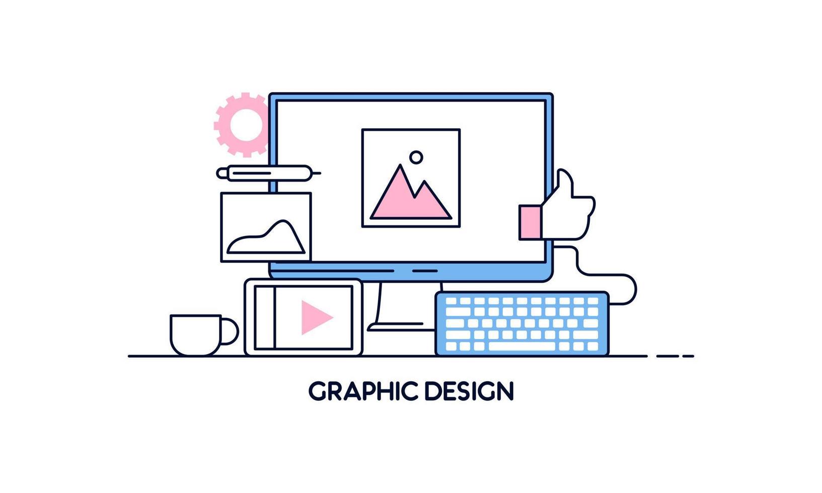 Abstract linear of graphic design, web design and development concepts. Elements for mobile and web applications. vector