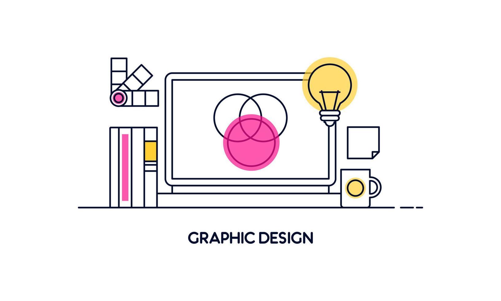 lineal abstracto de conceptos de diseño gráfico, diseño web y desarrollo. elementos para aplicaciones móviles y web. vector