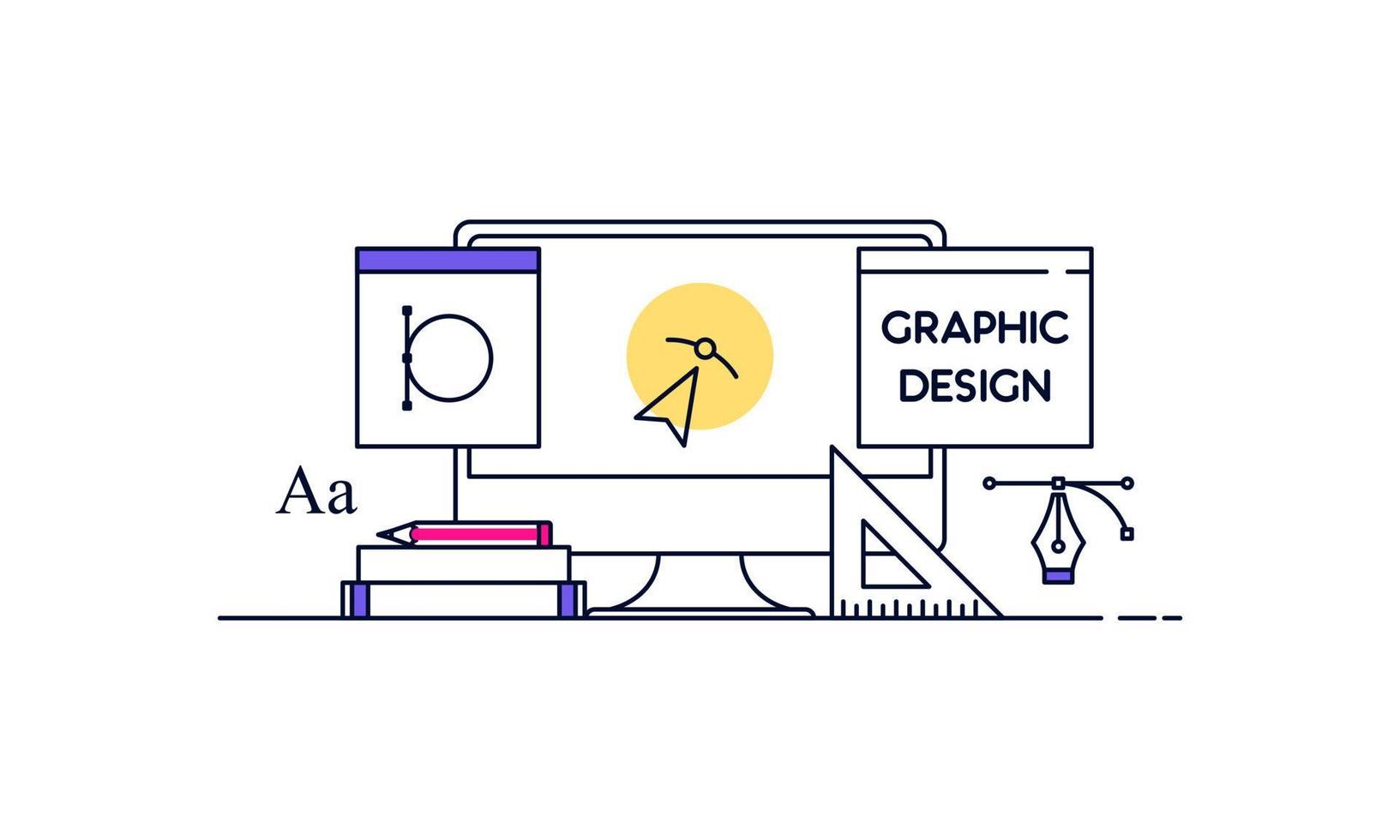 Abstract linear of graphic design, web design and development concepts. Elements for mobile and web applications. vector