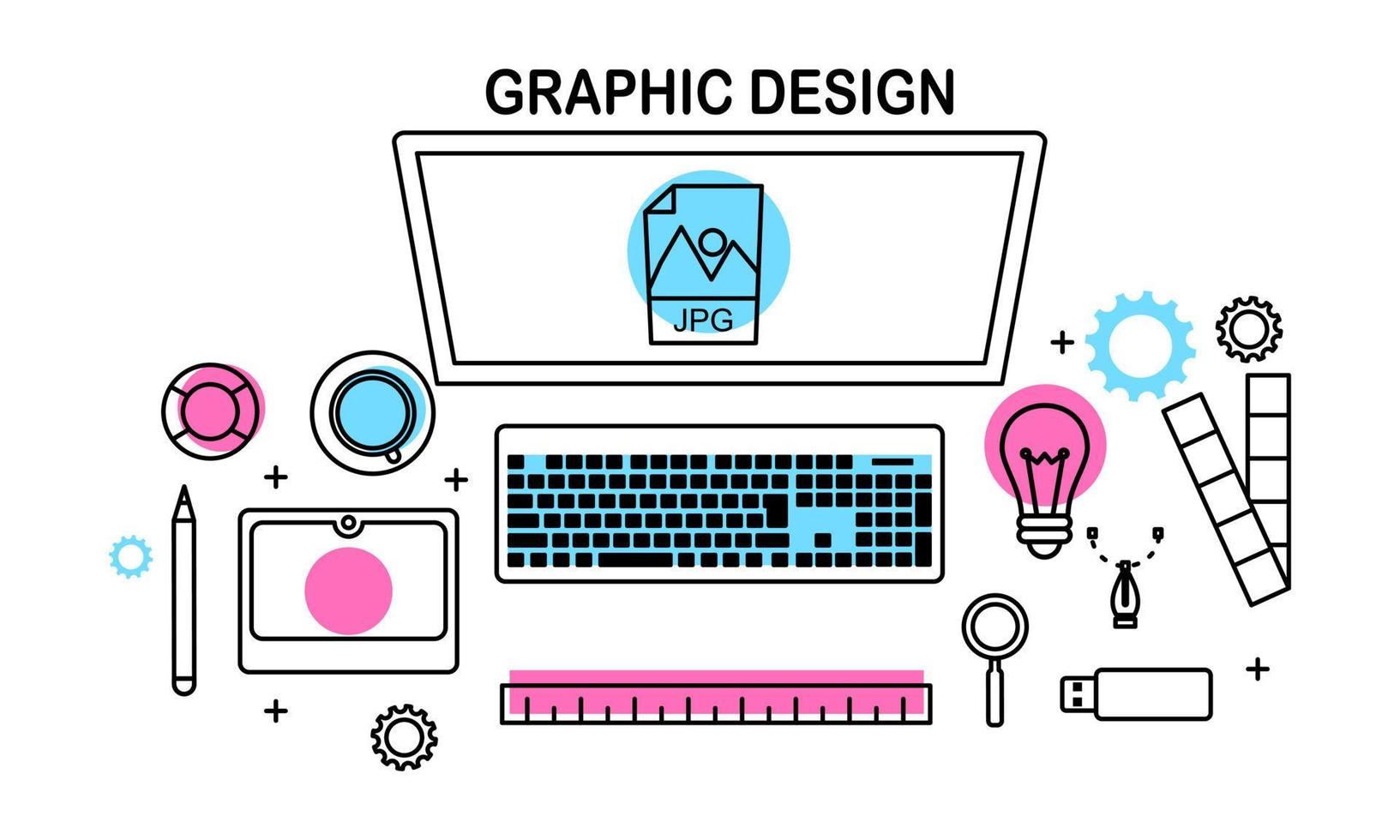 Abstract linear of graphic design, web design and development concepts. Elements for mobile and web applications. vector