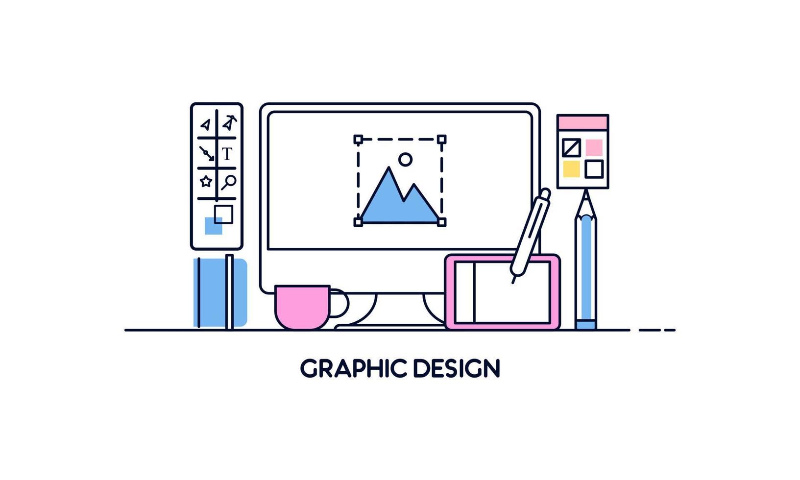 Abstract linear of graphic design, web design and development concepts. Elements for mobile and web applications. vector