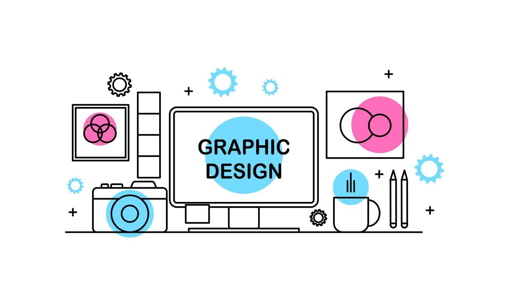lineal abstracto de conceptos de diseño gráfico, diseño web y desarrollo. elementos para aplicaciones móviles y web. vector