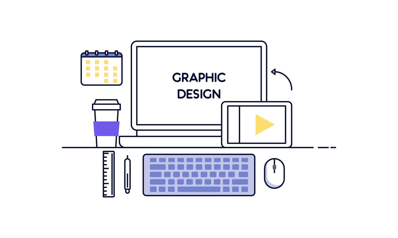 Abstract linear of graphic design, web design and development concepts. Elements for mobile and web applications. vector