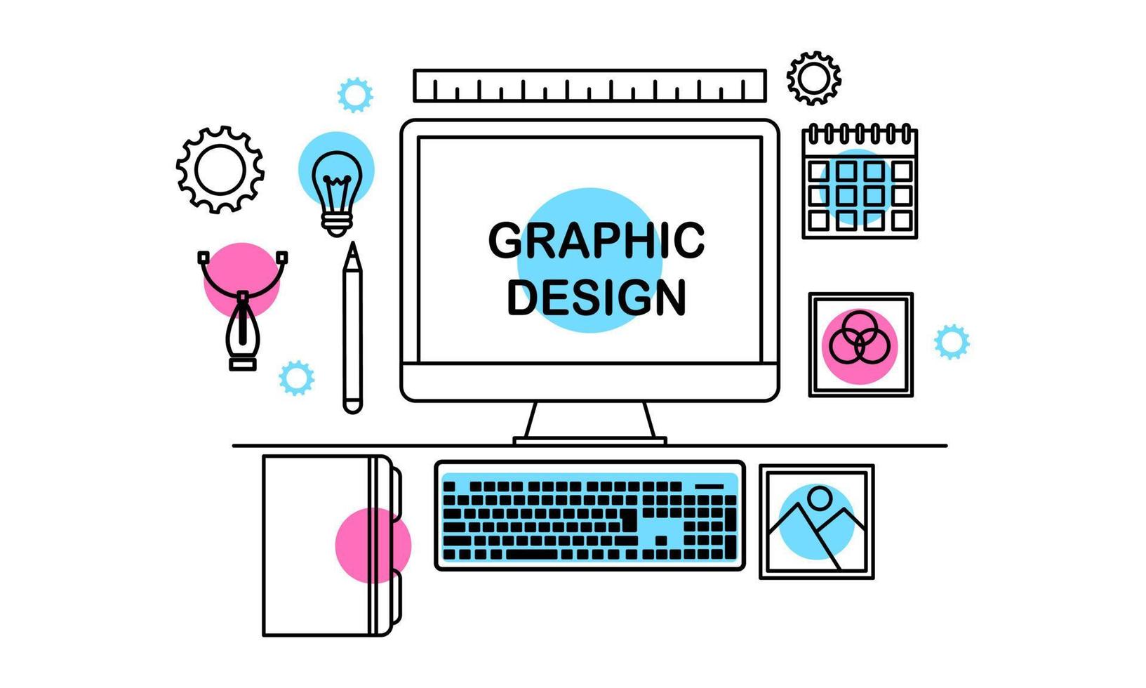Abstract linear of graphic design, web design and development concepts. Elements for mobile and web applications. vector