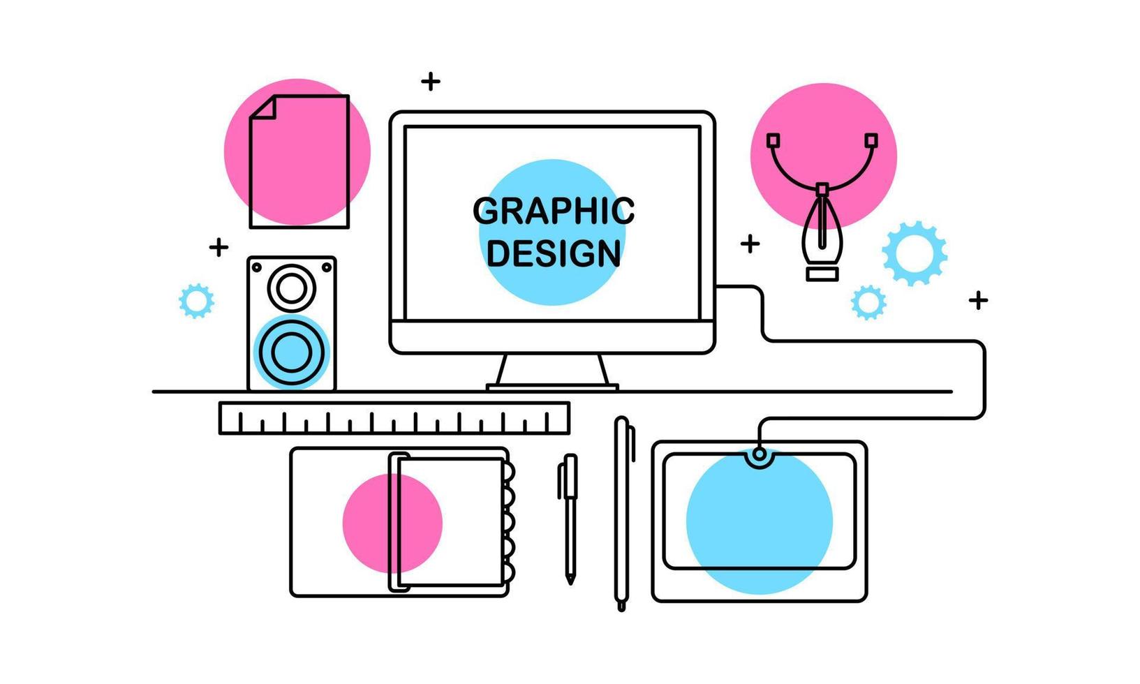 Abstract linear of graphic design, web design and development concepts. Elements for mobile and web applications. vector