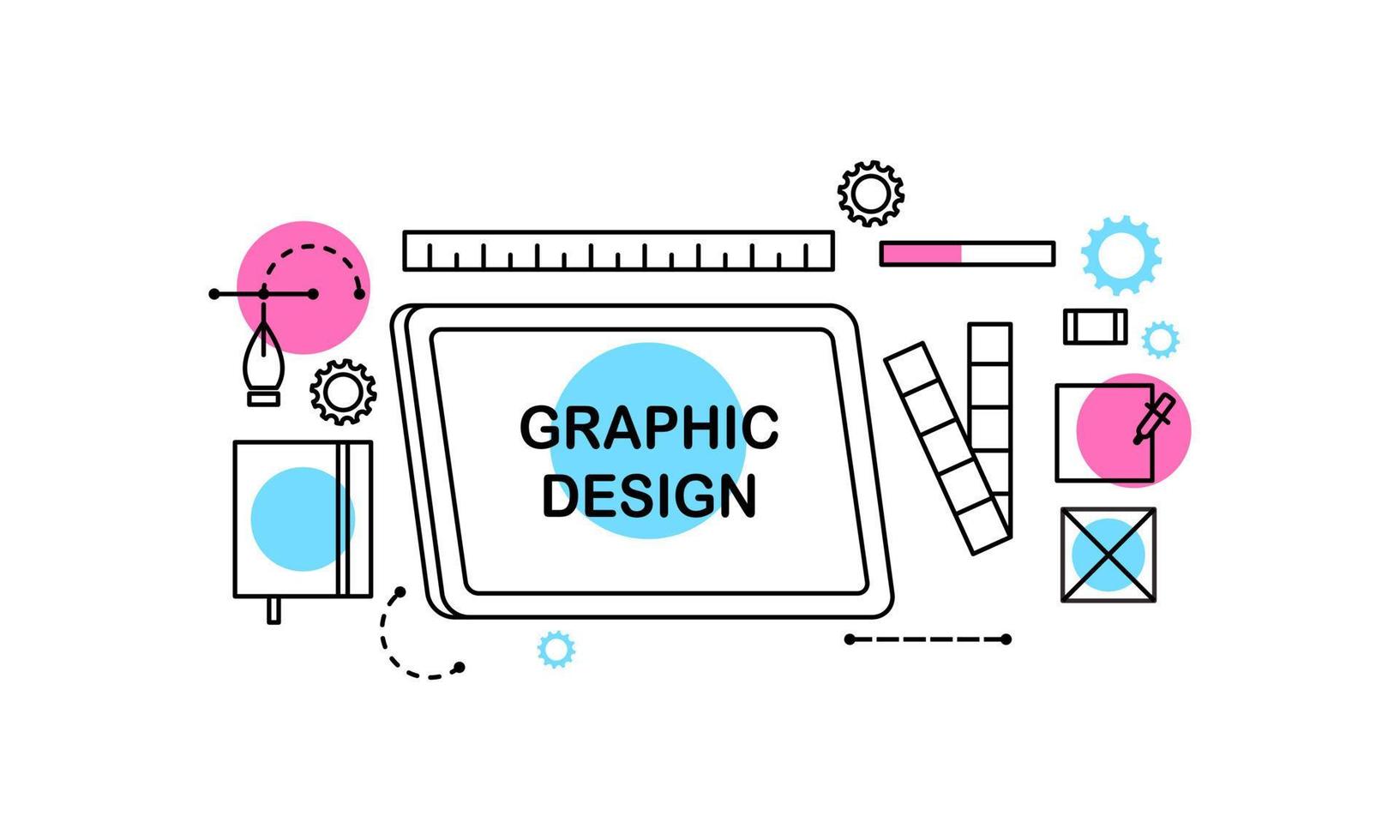 lineal abstracto de conceptos de diseño gráfico, diseño web y desarrollo. elementos para aplicaciones móviles y web. vector