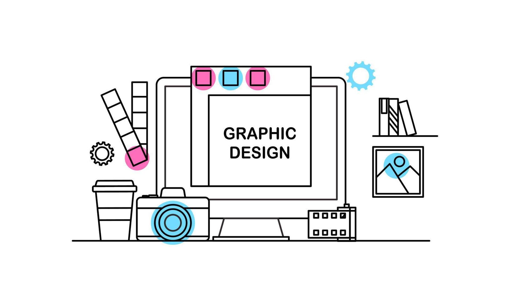 Abstract linear of graphic design, web design and development concepts. Elements for mobile and web applications. vector