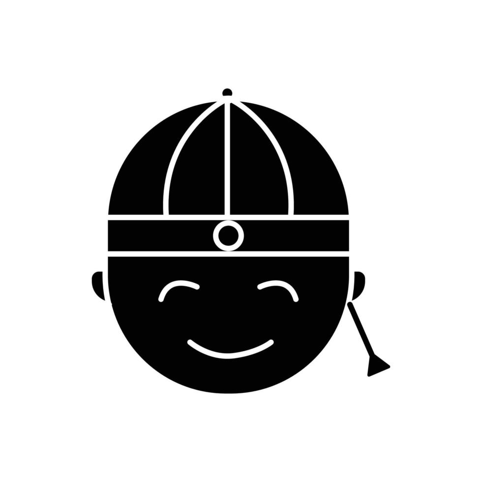 ilustración de icono de niño lindo chino y japón. icono relacionado con el año nuevo lunar. asiático tradicional. estilo de icono de glifo. diseño vectorial simple editable vector
