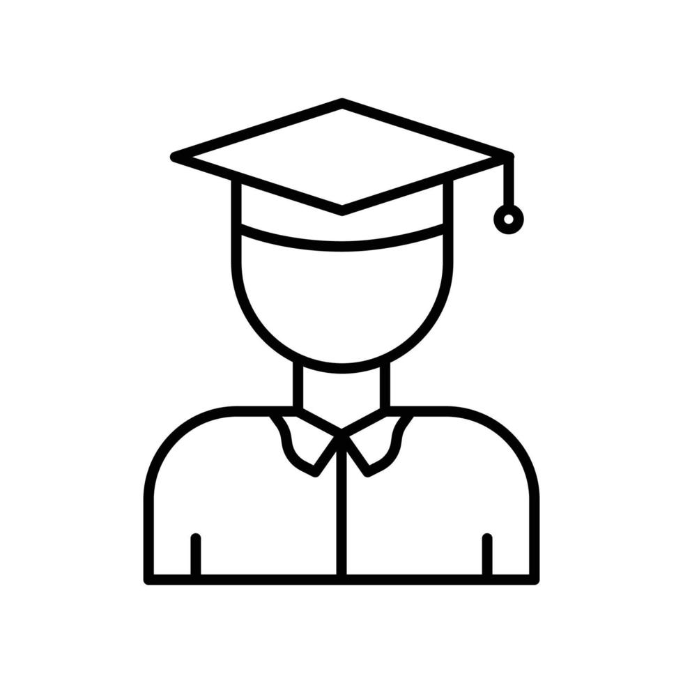 ilustración de icono de estudiante con gorra de graduación. icono relacionado con la educación. estilo de icono de línea. diseño vectorial simple editable vector