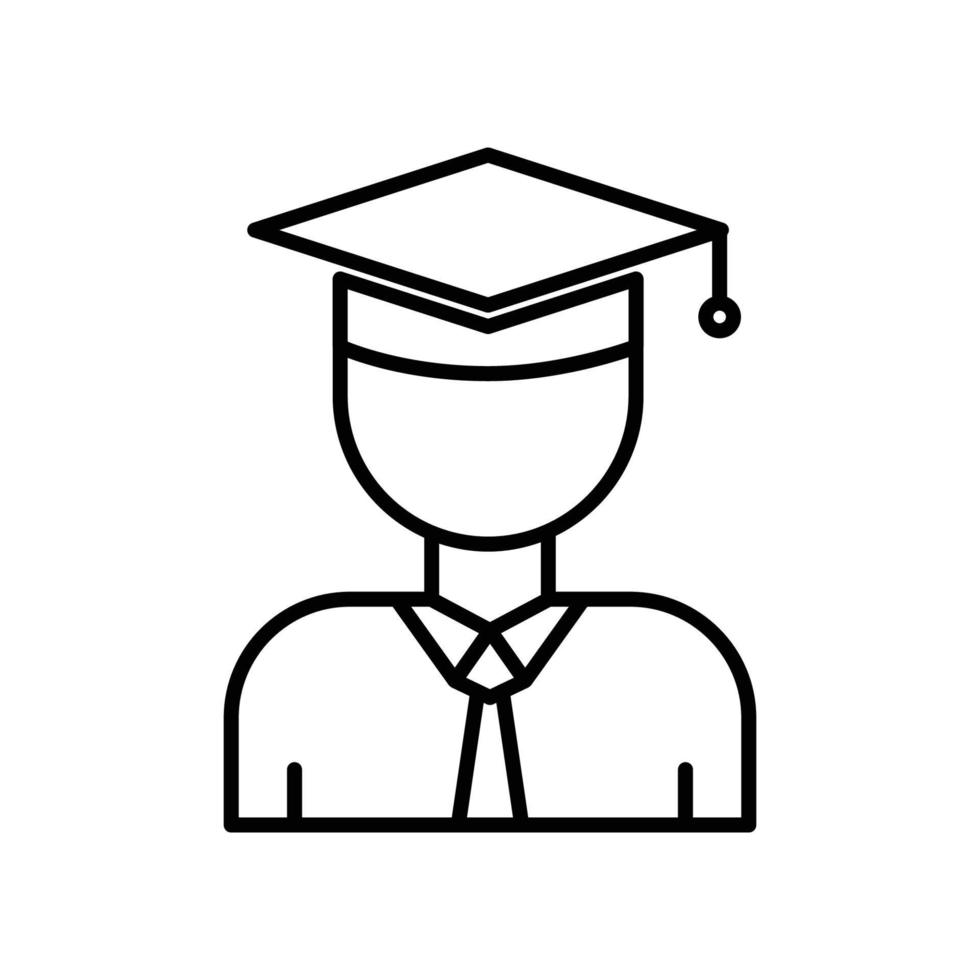 ilustración de icono de estudiante masculino con gorro de graduación. icono relacionado con la educación. estilo de icono de línea. diseño vectorial simple editable vector