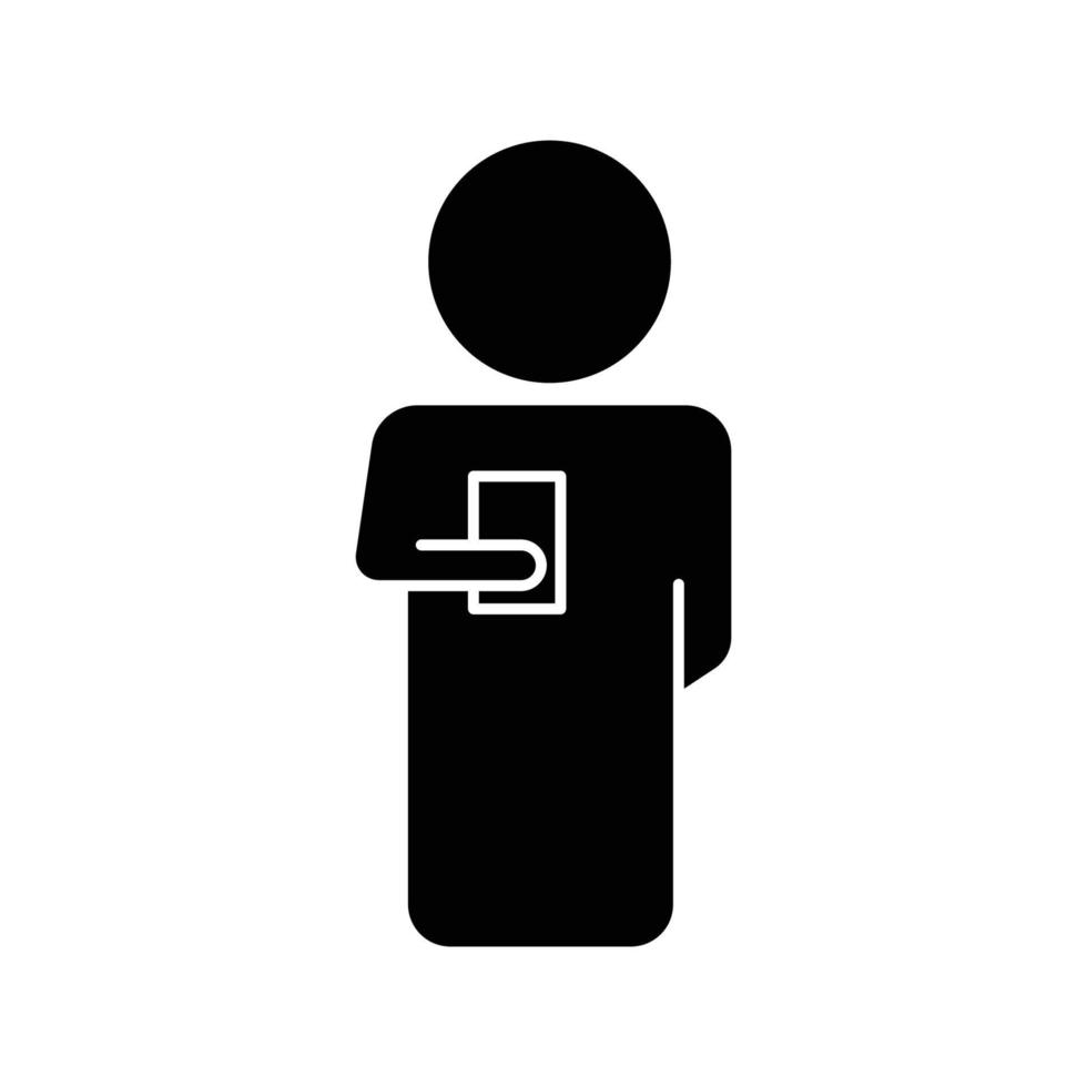 icon illustration of a student carrying a book. icon related to education. glyph icon style. Simple vector design editable