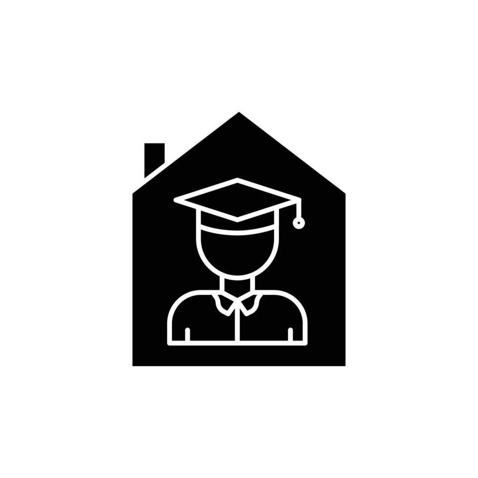 ilustración de icono de estudiante con casa. adecuado para el icono de la casa del estudiante. icono relacionado con la educación. estilo de icono de glifo. diseño vectorial simple editable vector