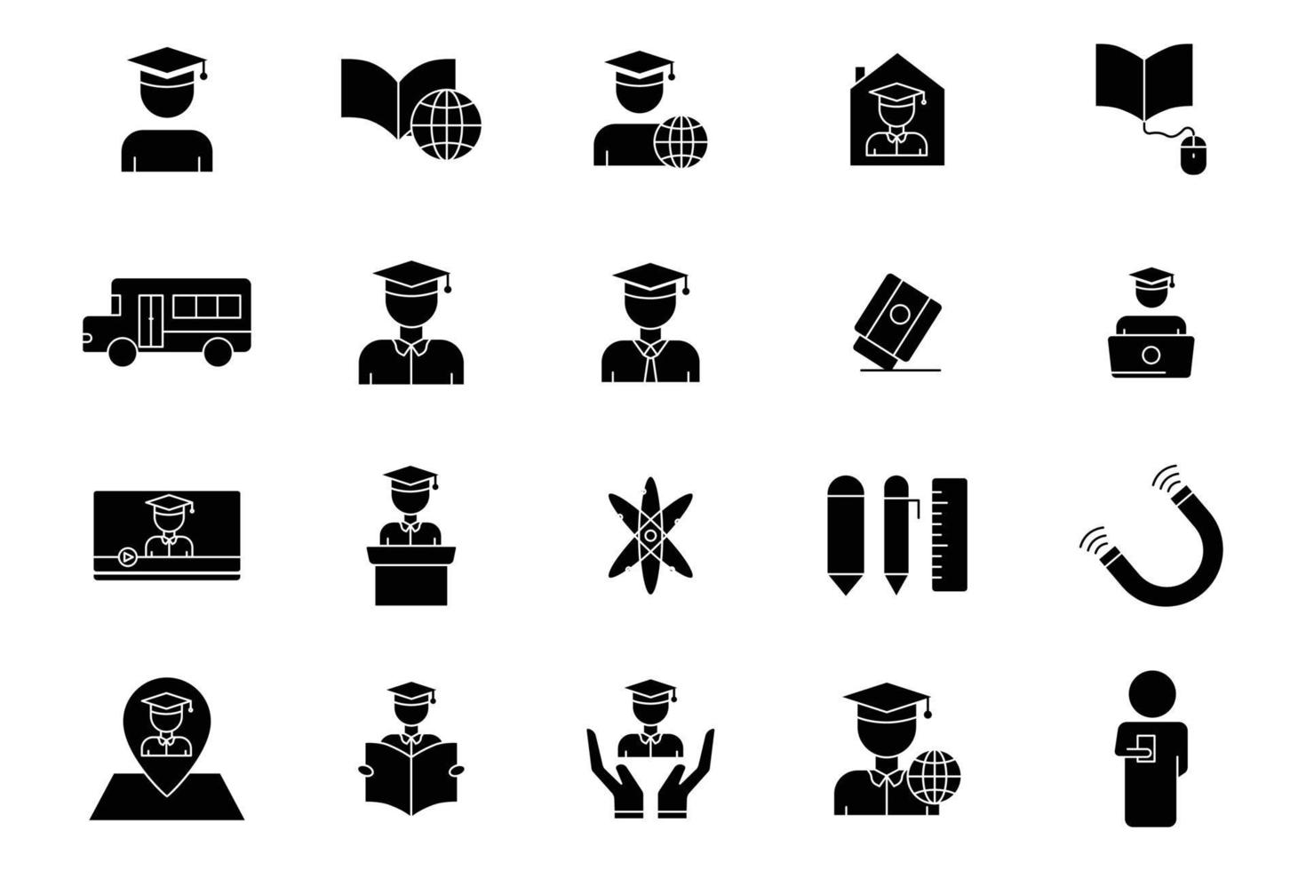 Education illustration icon set. International education day. glyph icon style. Simple vector design editable
