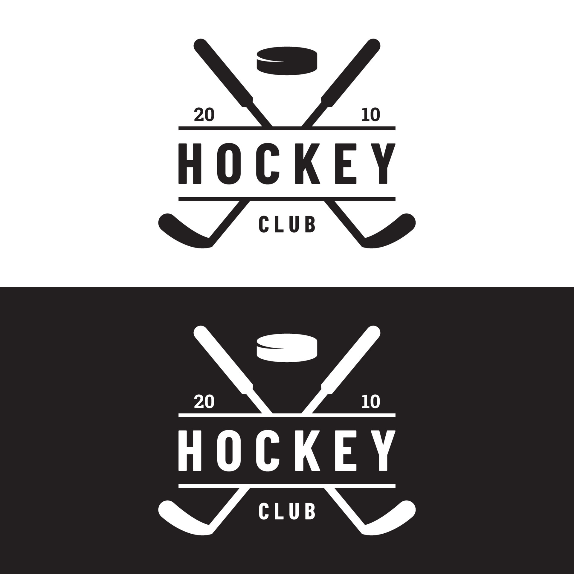 ice hockey sport badge template with hockey ball and stick.For club