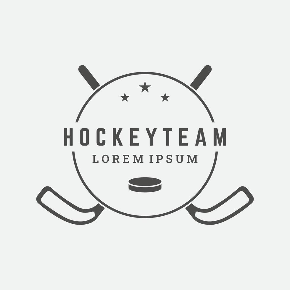 ice hockey sport badge template with hockey ball and stick.For club, tournament,emblem,championship and business. vector