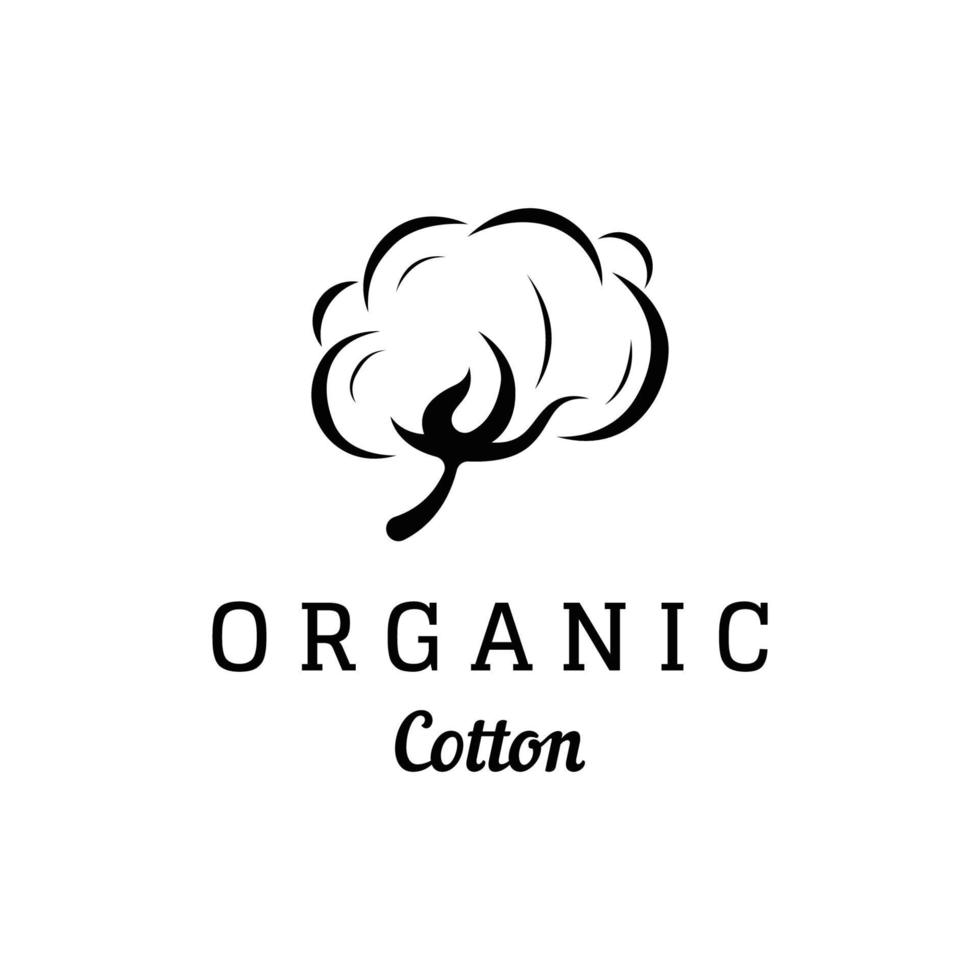 Logo design natural organic soft cotton flower plant for business, textile,clothing and beauty. vector