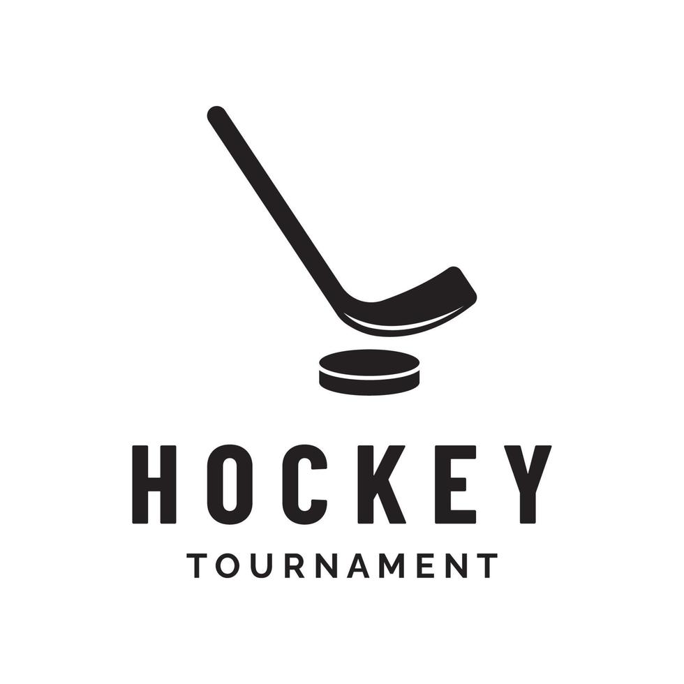 plantilla de insignia de deporte de hockey sobre hielo con pelota de hockey y palo.para club, torneo, emblema, campeonato y negocios. vector