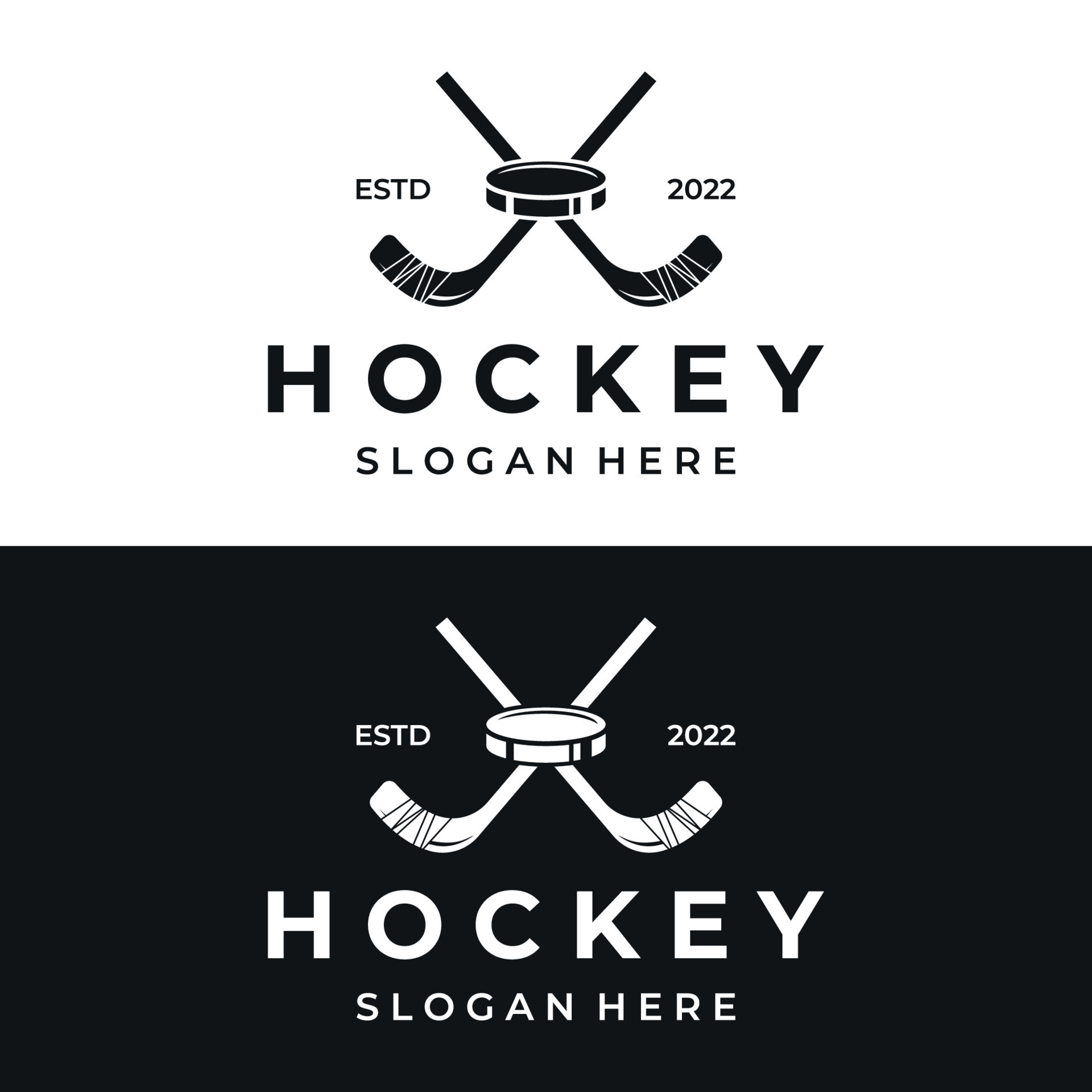 ice hockey sport badge template with hockey ball and stick.For club