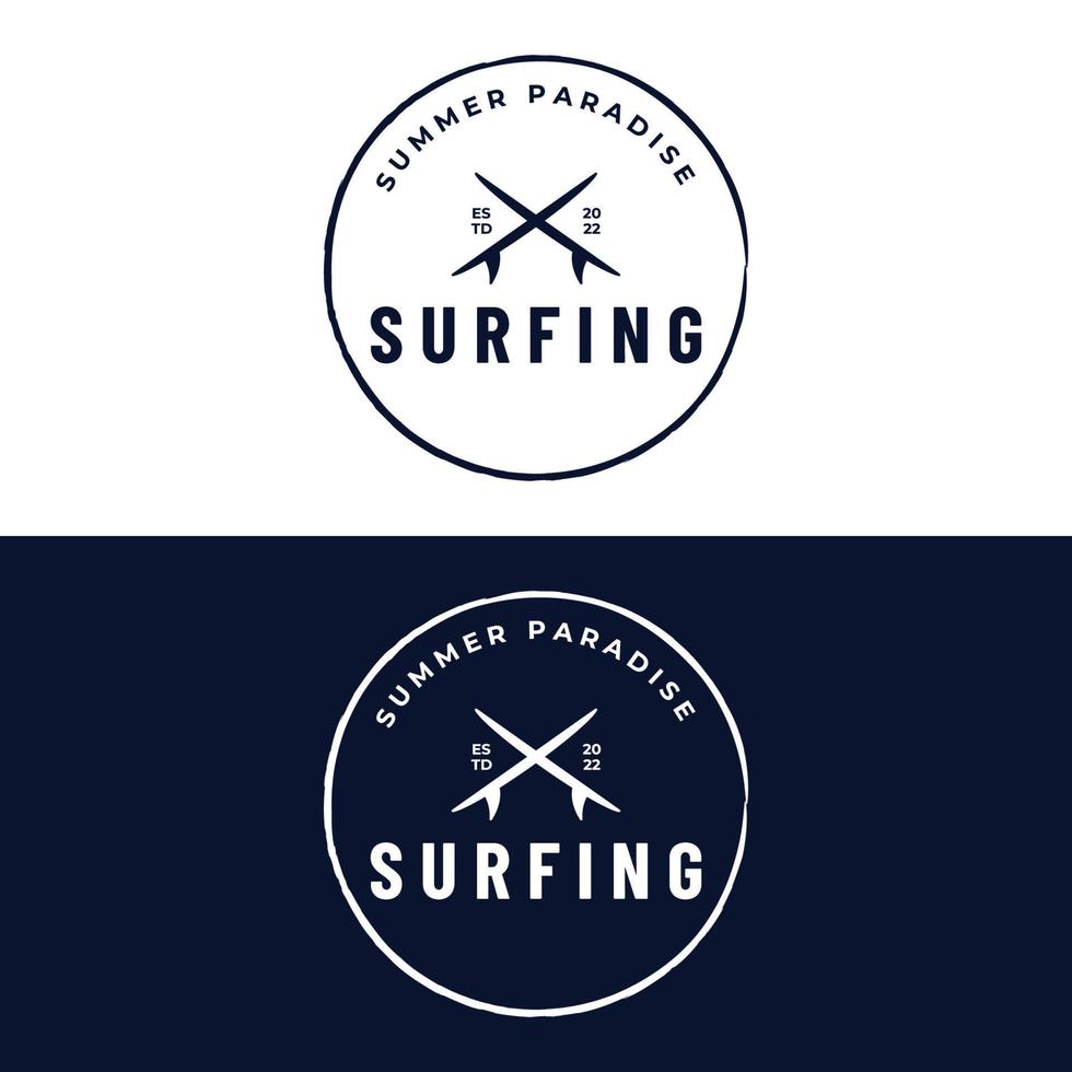Vintage surfboard Logo template,surfing on a summer beach.For business,badge,holiday, ,label,emblem. vector