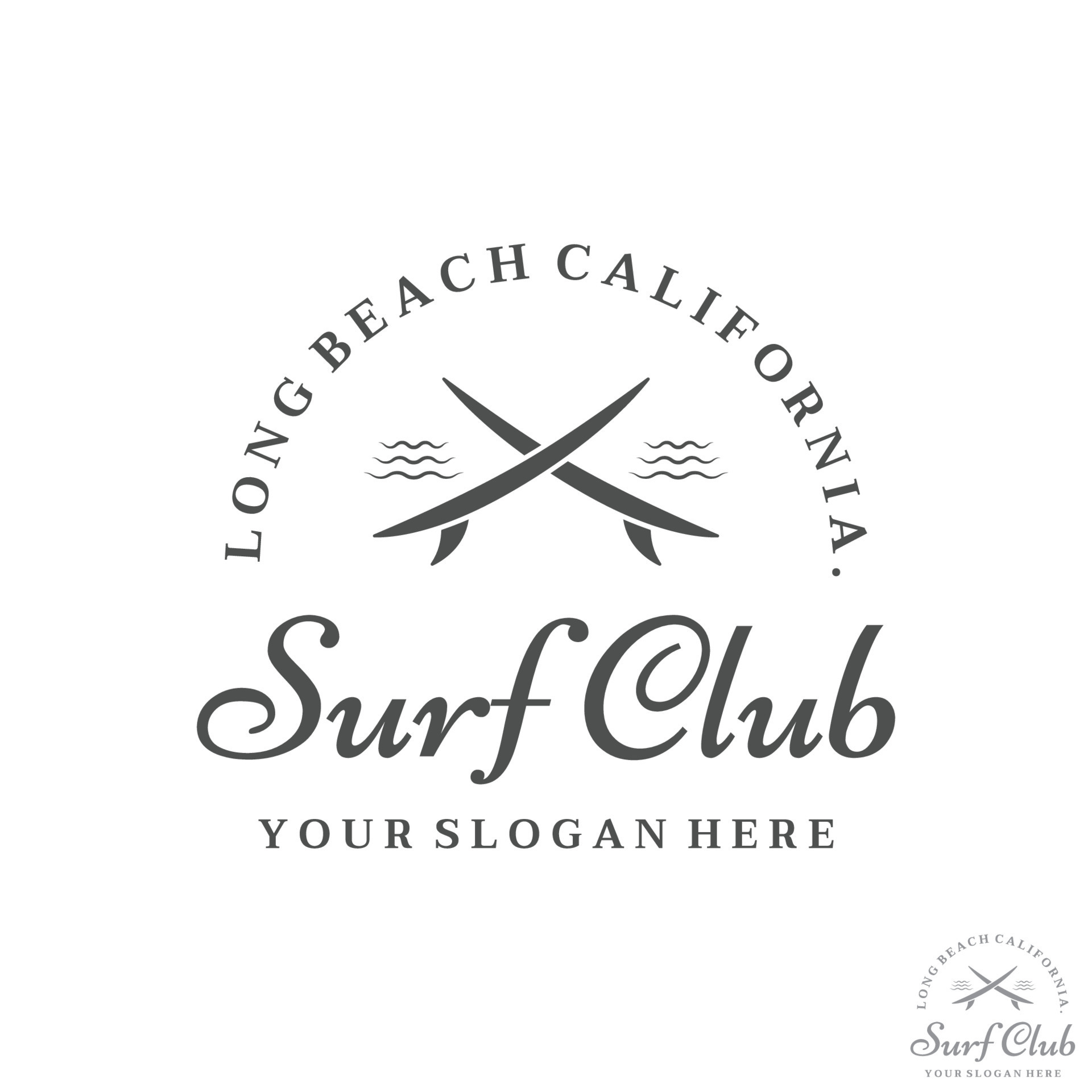 Vintage surfboard Logo template,surfing on a summer beach.For business