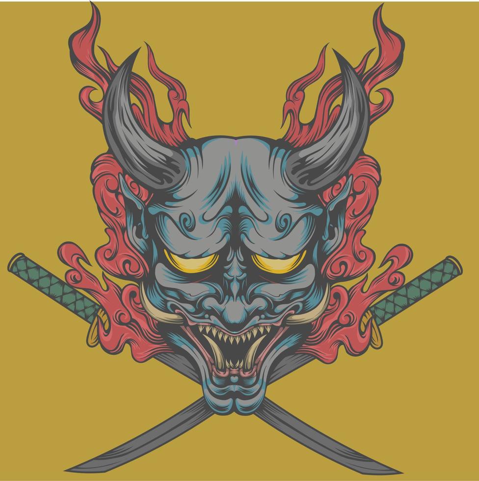 Oni japanese tshirt design, vector design and logo design, suitable for tshirt design and merchandise