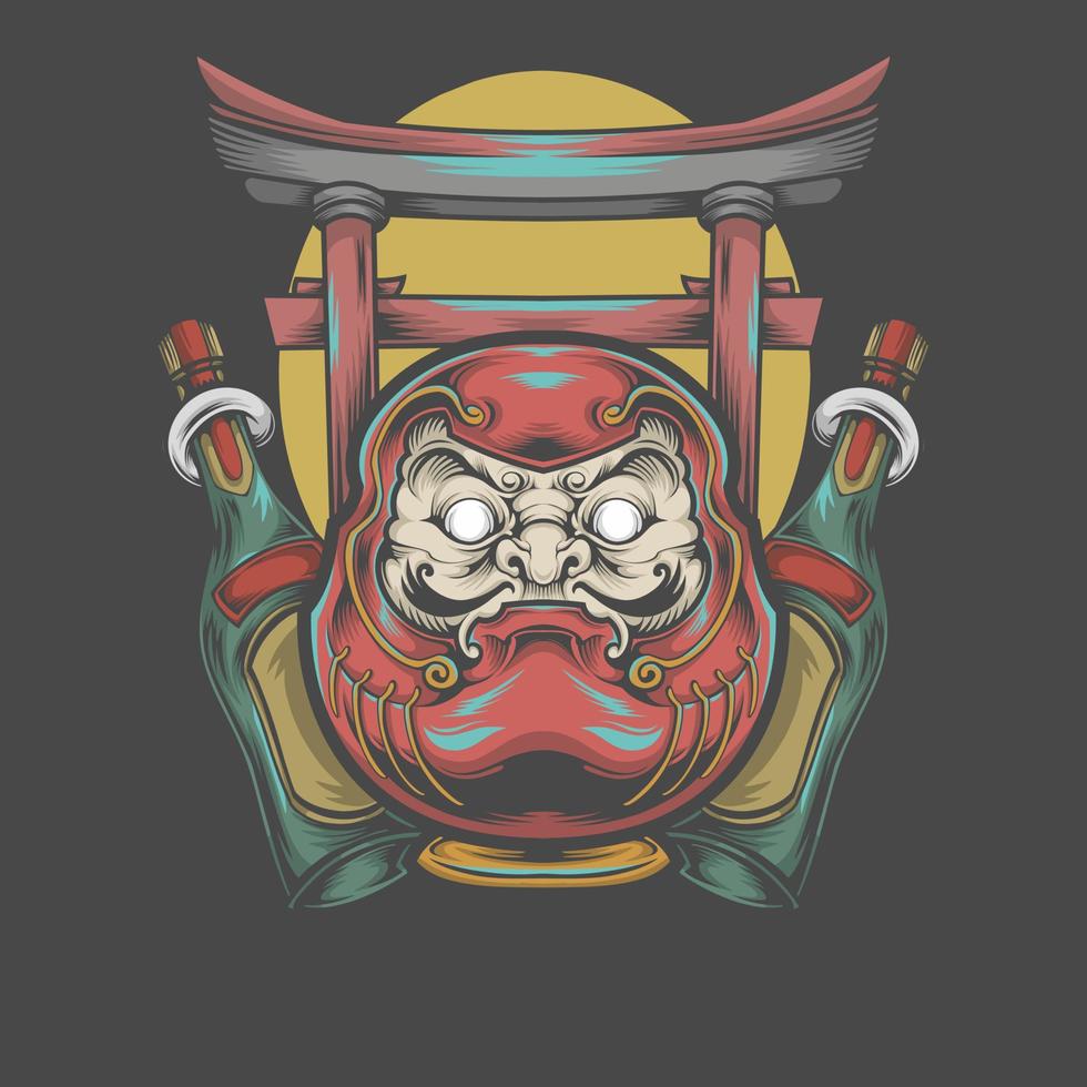 Daruma japanese tshirt design, vector design and logo design, suitable for tshirt