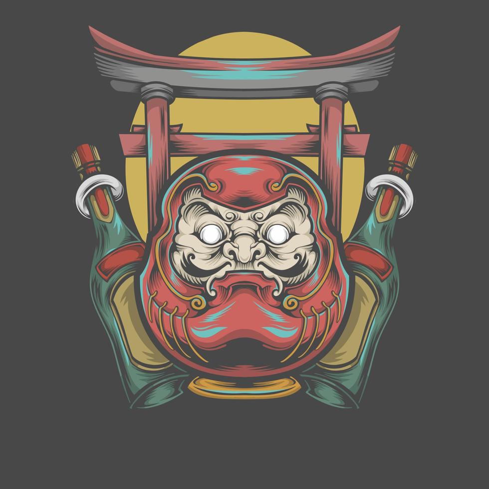 diseño de camisetas japonesas daruma, diseño de vectores y diseño de logotipos, adecuado para camisetas