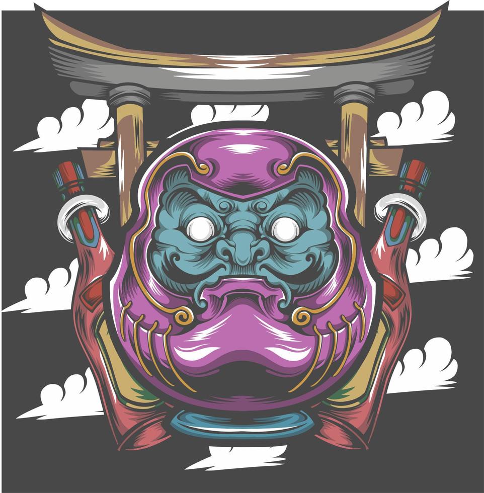 Daruma and sake tshirt design, vector design and logo design, suitable for tshirt