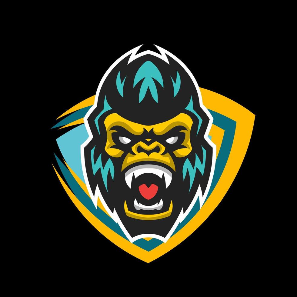 logotipo de esport de gorila y escudo, diseño vectorial y logotipo de esport, adecuado para esport, deporte y todo lo relacionado con este diseño vector