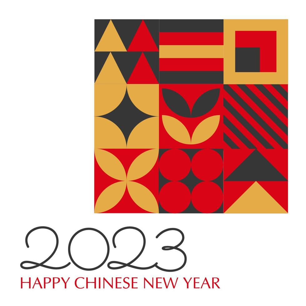 patrón geométrico, tarjeta navideña, año nuevo chino 2023 vector