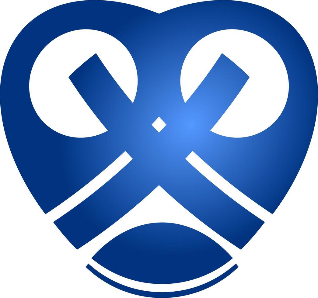 las ilustraciones y clipart. diseño de logo. corazón azul con una cruz vector