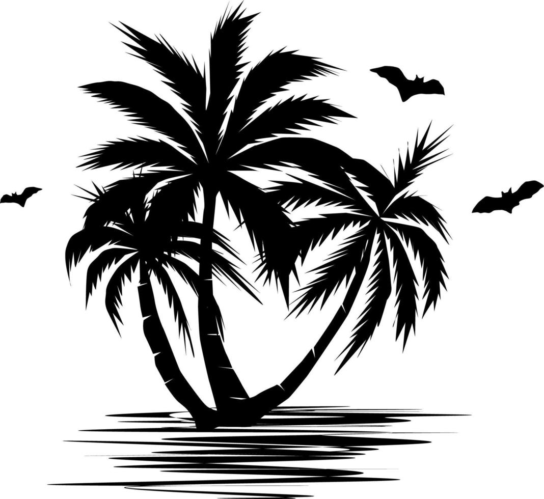 The illustrations and clipart. silhouette of a palm tree vector