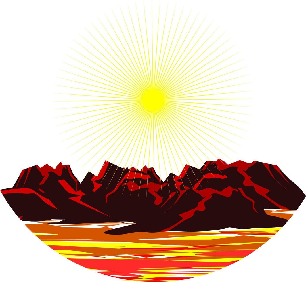 The illustrations and clipart. logo design. Isunset in the mountains vector