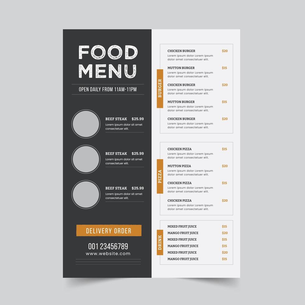 Vector menu templates for cafes and restaurants, Menu design vector brochure template and Restaurant logo, Minimal Food Menu Template