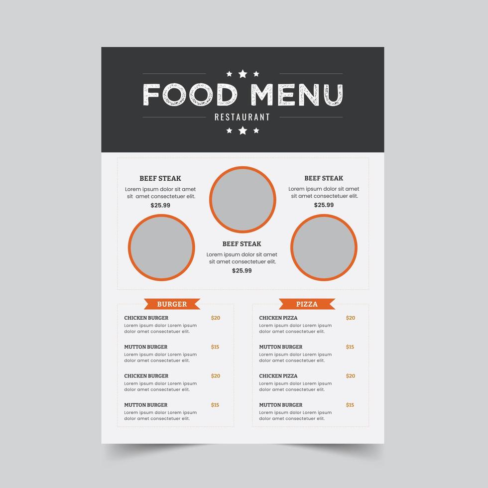 Vector menu templates for cafes and restaurants, Menu design vector brochure template and Restaurant logo, Minimal Food Menu Template